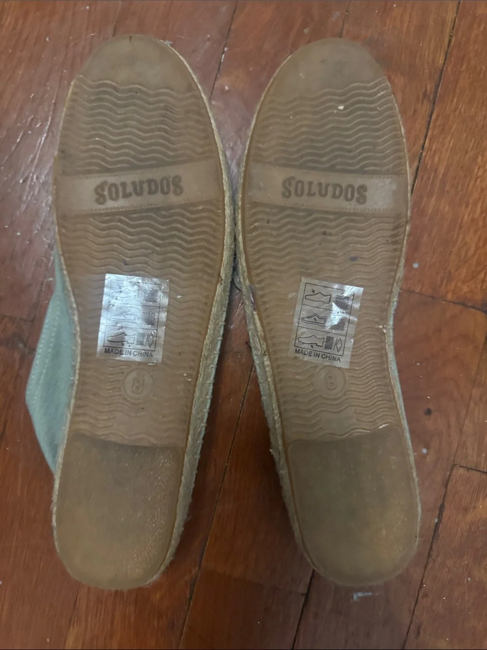Soludos Green Canvas Espadrilles with Pink Flamingo Embroidery